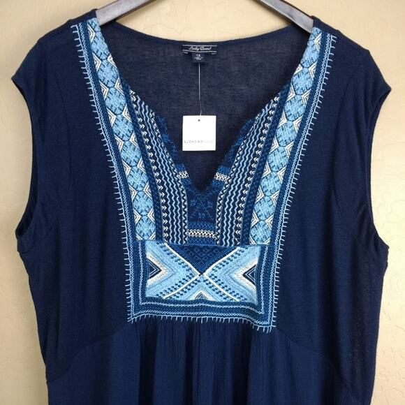 Lucky Brand Split Neck Embroidered Top - Picture 3 of 8